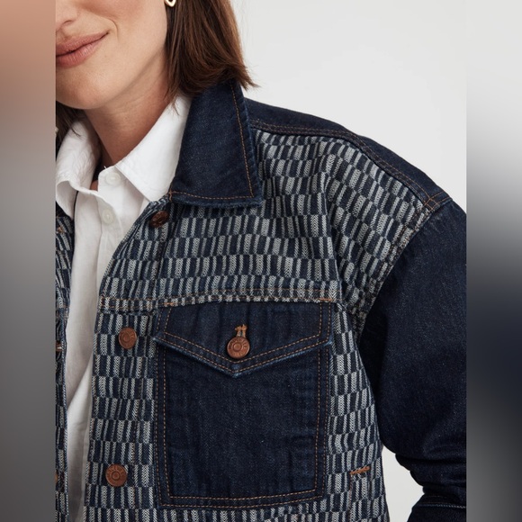NWT Madewell Striped Denim Cropped Jacket in Genova Wash - Medium - Picture 2 of 12